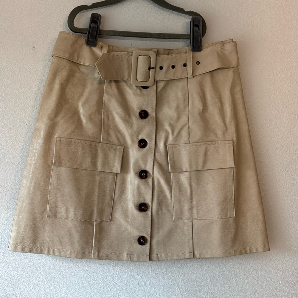 Faux Leather Button Down Skirt